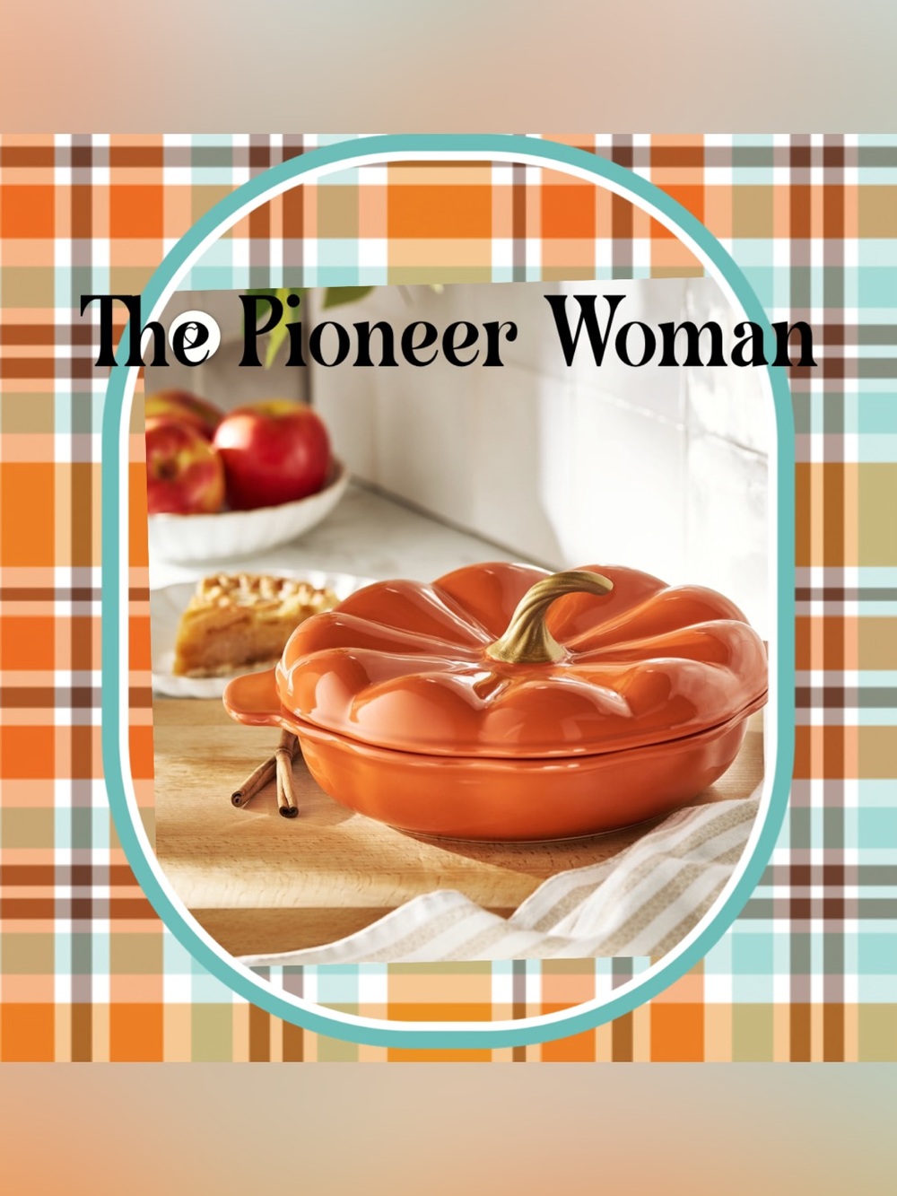 The Pioneer Woman 10” Orange Stoneware Pie Plate & Lid NIB